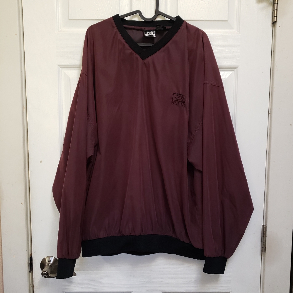 Split Tee Burgundy Long Sleeve V-Neck Pullover Golf Windbreaker Shirt